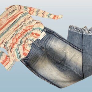 Tricot High Rise Fray Ankle Hem Jeans  4052  NWT Boutique